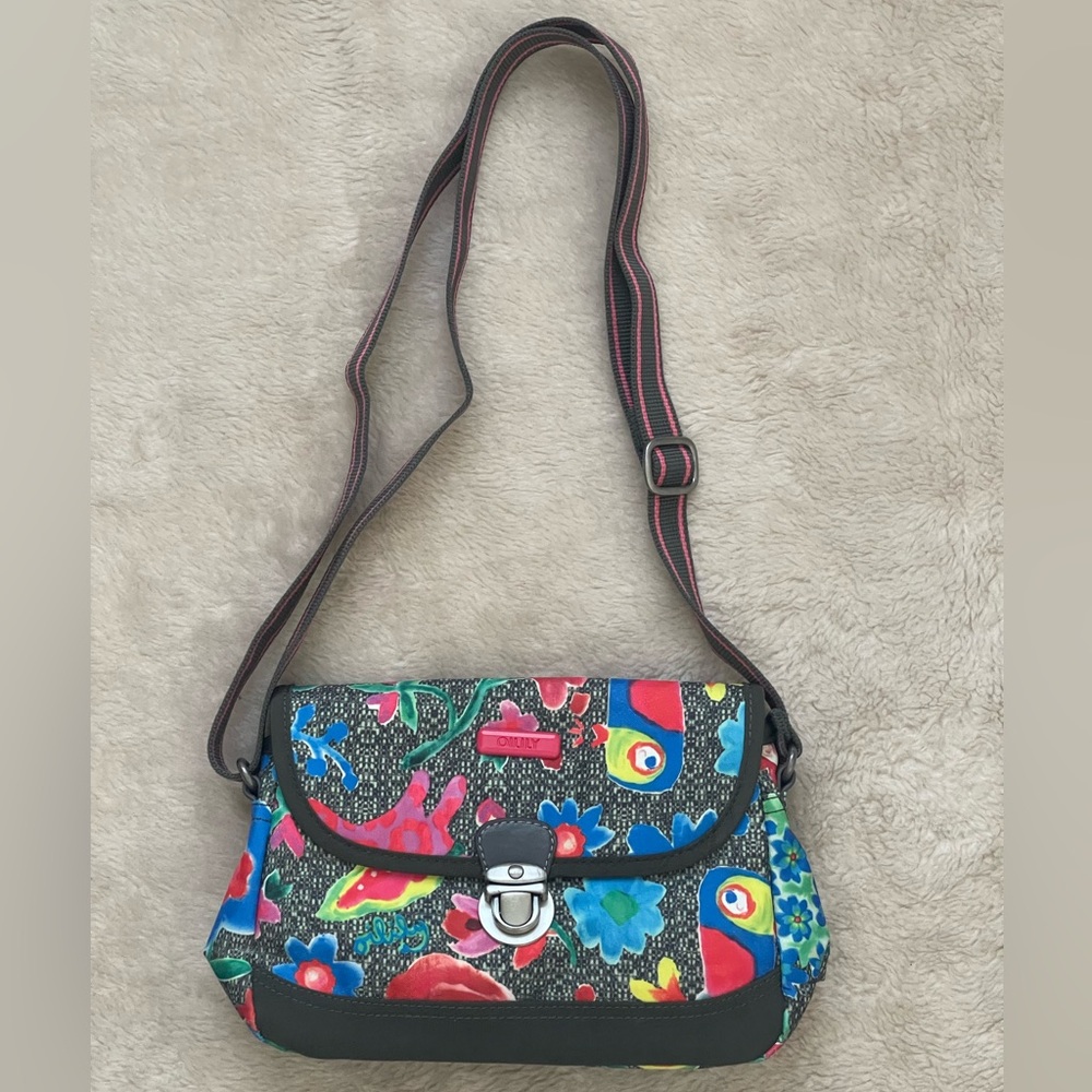 Oilily Shoulder Bag Crossbody Floral Print Vegan Colorful Fabric